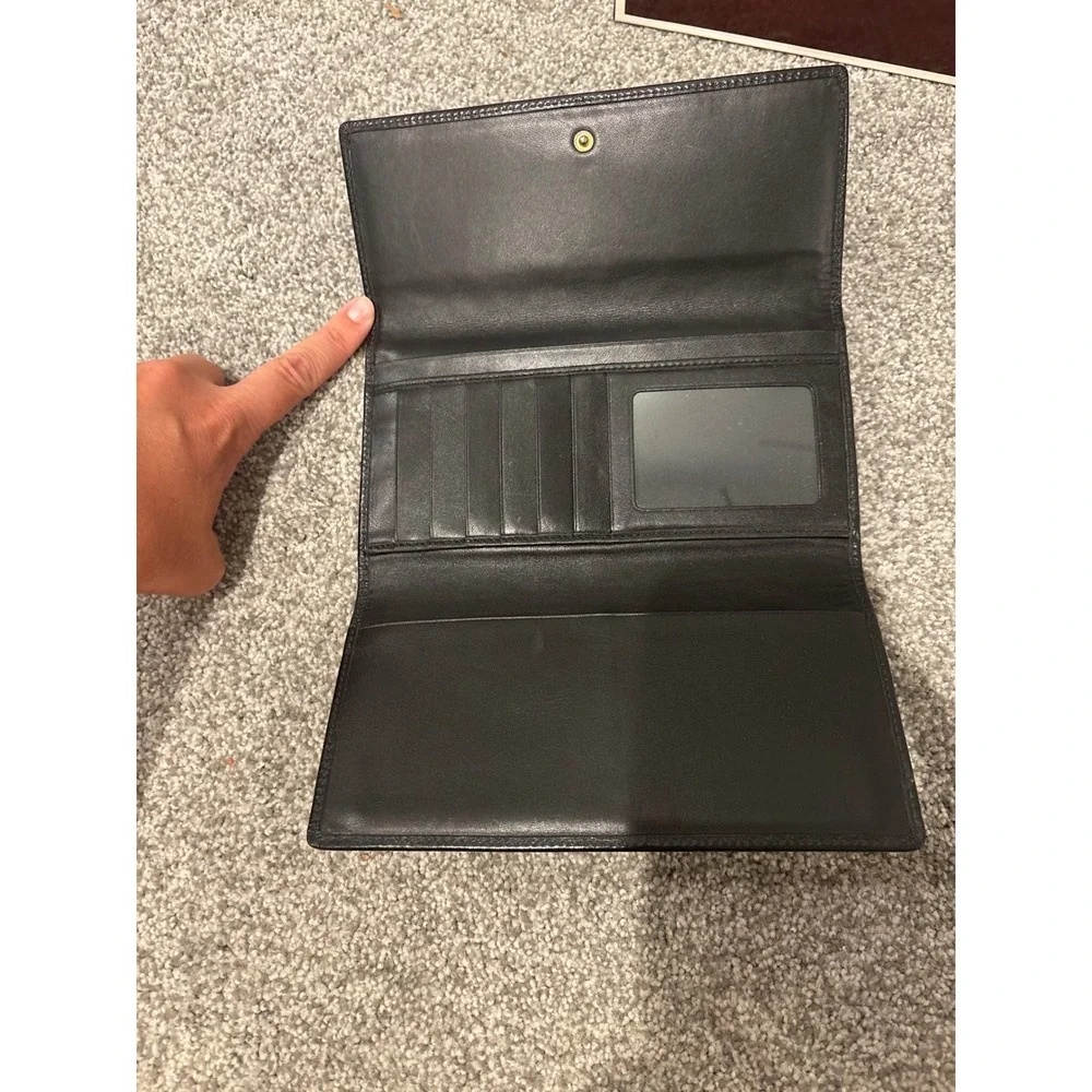 Coach signature trifold wallet/clutch black leather